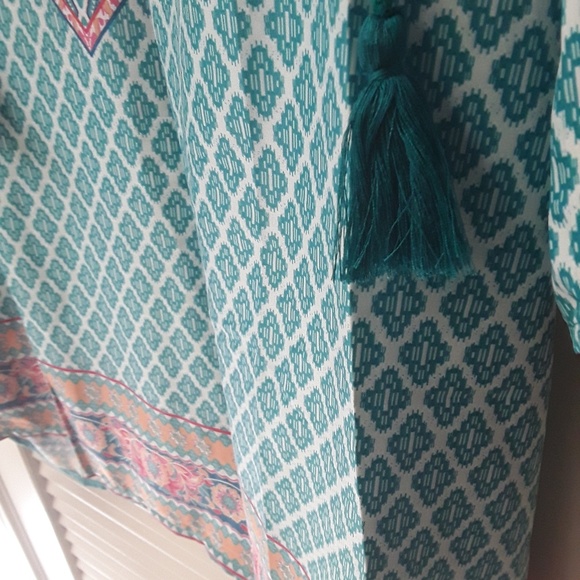 Turqouise Pink Boho Tribal Kaftan XXL NWT - Picture 7 of 10